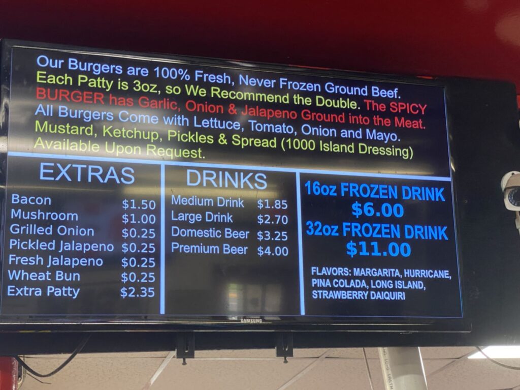 Tornado Burger Menu 5